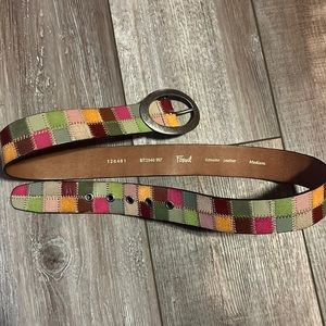 FOSSIL Leather patchwork belt M